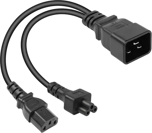 Vista 10 de SinLoon Cable de alimentación IEC 320 C20 a Dual C13, C20 macho a 2 x C13 Y Splitter Adapter Cable de alimentación (negro C20 a Dual C13)