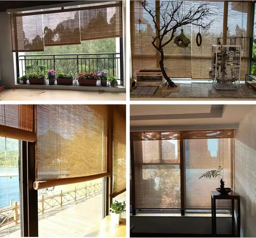 Vista 5 de Cortinas enrollables de bambú con protección UV y protección transpirable, para exteriores, cortinas enrollables de bambú, para hotel, restaurante
