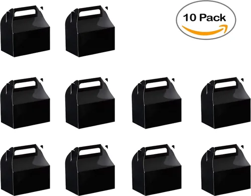 Vista 3 de Hammont Party Favors - Cajas de papel para golosinas (paquete de 10) contenedores de papel de color negro y cajas para golosinas, cajas de galletas