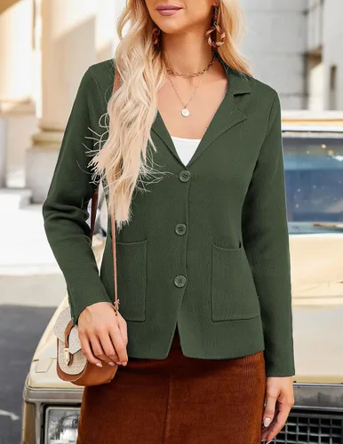 Vista 4 de Chaqueta casual de manga larga para mujer, para trabajo, oficina, con bolsillo
