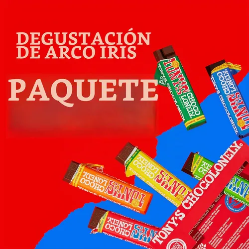 Vista 4 de Tony’s Chocolonely - Paquete de variedad de barras de chocolate arcoíris, chocolate belga oscuro y con leche con sal marina, caramelo, almendra