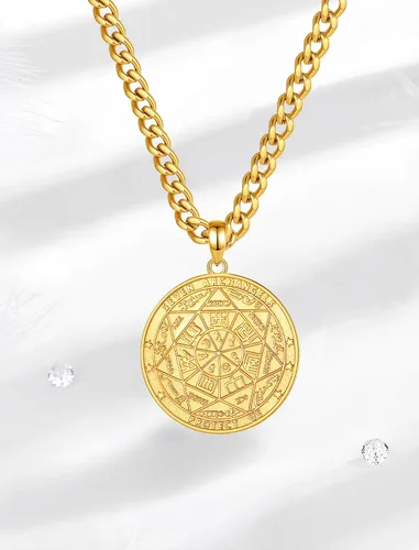 Vista 8 de INFUSEU Regalos religiosos únicos para hombres y mujeres, collares con colgante de San Miguel, San Cristóbal, San Benito, Virgen María