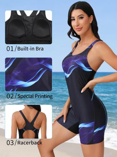 Vista 104 de ATTRACO Traje de baño deportivo de una pieza para mujer, traje de baño deportivo de entrenamiento