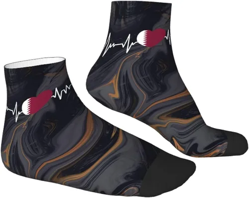 Vista 3 de GDJF Qatari Heartbeat I Love Qatar Heart Flag Ankle Socks Winter Low Cut Sports Warm Comfort Breathable Casual Socks For Mens And Womens (1)