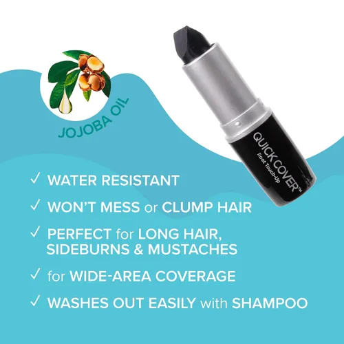 Vista 4 de RED by Kiss Barra de retoque de raíz de cobertura rápida, corrector temporal de cabello gris resistente al agua con cepillo para raíces y barba