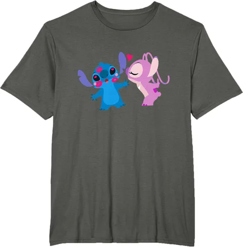 Vista 7 de Disney Stitch and Angel - Camiseta para el día de San Valentín Negro