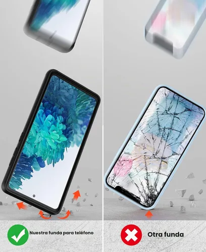 Vista 5 de Funda UNPEY para Samsung Galaxy S20 FE 5G: doble capa antideslizante negra Protección contra caídas de grado militar, textura mate, cubierta Negro