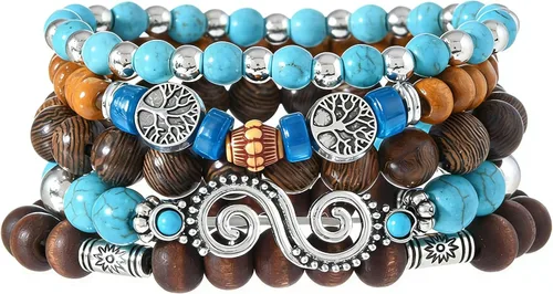 Vista 13 de Pulsera Gótica Ajustable de Cuero Trenzado Punk Multicapa de Estilo Grunge, Conjunto de Pulseras Emo con Brazalete de Metal, Envoltura