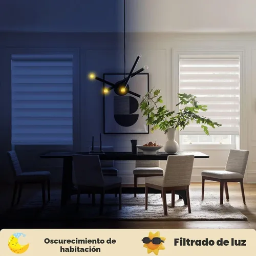 Vista 2 de Personalizadas MYshade - Persianas de cebra para ventanas sin cordones, persianas para ventanas con filtro de luz, tratamientos para ventanas