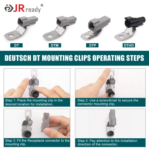 Vista 4 de JRready ST6355 Kit de accesorios para conectores, 8 clips de montaje instalados en el receptáculo para montar conectores de pines