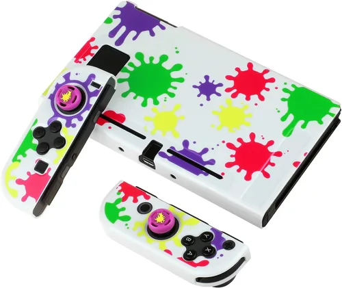 Vista 4 de Funda protectora acoplable compatible con interruptor, carcasa rígida para controladores Switch y Joy-Con con 4 agarres para el pulgar, para funda