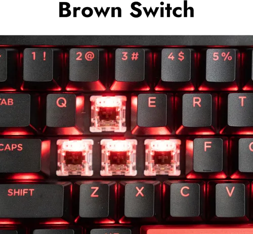 Vista 3 de LEMOKEY X3 - Teclado mecánico para juegos con cable, diseño 100% con teclado programable QMK/VIA, interruptor marrón, retroiluminación roja