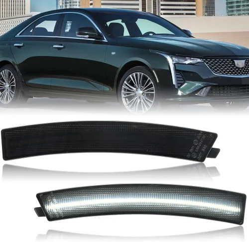 Vista 11 de Lentes transparentes CT4 LED para luces de marcador lateral para 2020-2023 Cadillac CT4, luces LED ámbar para parachoques delantero, luces de señal