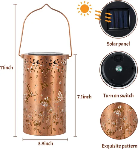 Vista 5 de ANYTALK Faroles Solares de Mariposa para Exteriores Impermeables, Regalos de Cumpleaños para Mujeres Mamá Abuela, Luces Solares Colgantes