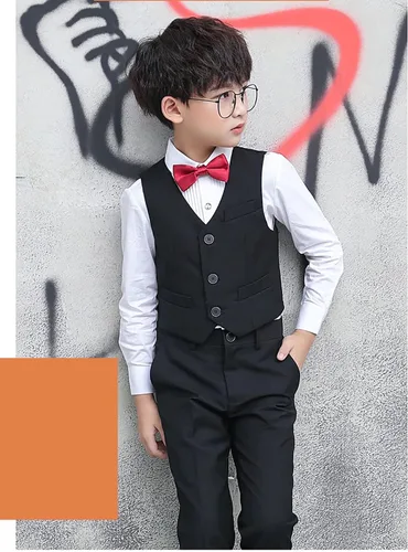 Vista 2 de Fankeshi Chaleco de traje formal de 4 botones para niño