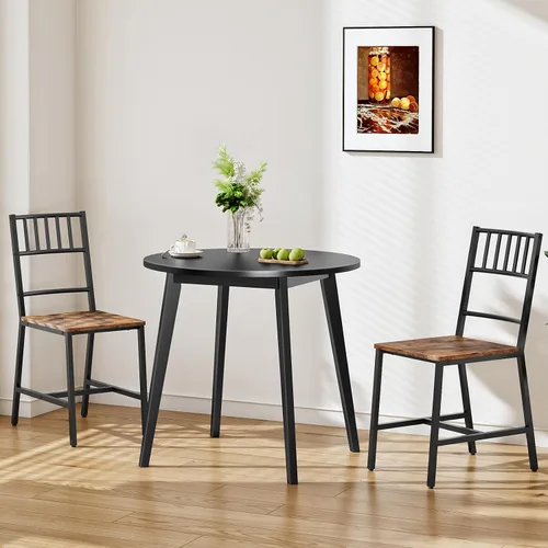Vista 5 de HOOBRO Mesa de Comedor de Bambú, Mesa de Comedor Redonda para 2, Mesa de Cocina de 27.5" para Espacios Pequeños, Mesa de Escribir, Fácil de Montar