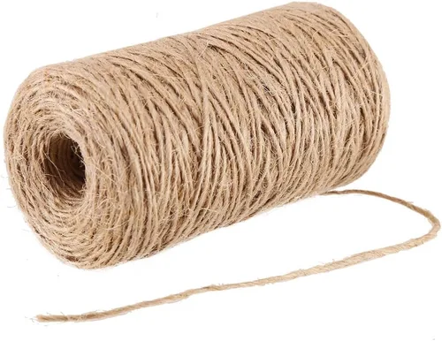 Vista 2 de CCINEE Cuerda de yute natural de 328 pies de 0.039 in para artes y manualidades, cuerda de yute para jardinería, cuerda rústica natural, cuerda