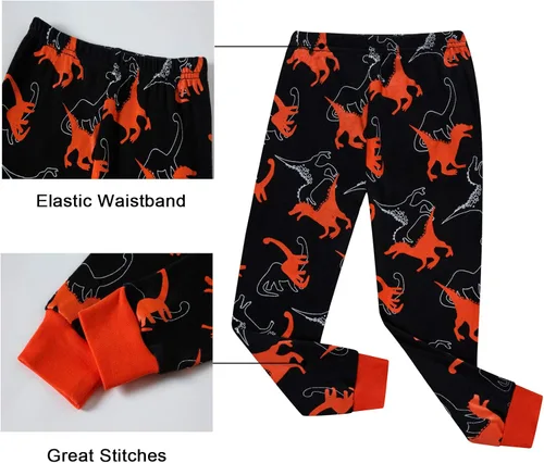 Vista 6 de Benaive Pijama para niños, pijama de algodón para niño, conjunto de pantalones de 4 piezas para niños
