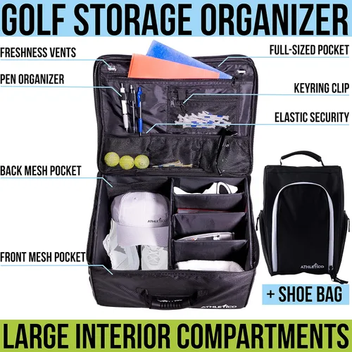 Vista 2 de Athletico Organizador de maletero de golf + bolsa de zapatos (negro)