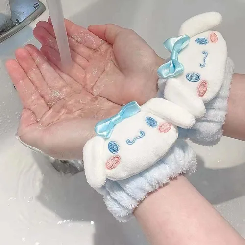 Vista 5 de Set de Diadema y Muñequera de Spa Kawaii para Lavado Facial, Lindas Diademas de Cuidado de la Piel Suave para Mujeres y Niñas, Diadema de Maquillaje
