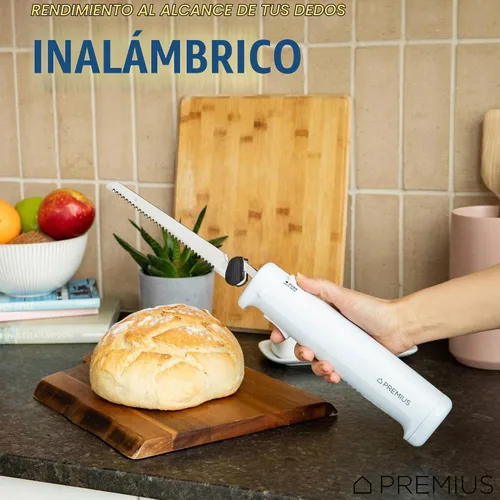 Vista 9 de Cuchillo eléctrico profesional inalámbrico recargable de fácil corte, cuchillas de acero inoxidable dentadas recíprocas, liberación de gatillo