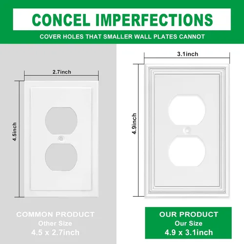 Vista 3 de Cubiertas blancas para enchufes de pared, placa decorativa moderna para interruptor de luz, cubierta de enchufe, placas de interruptor, cubierta
