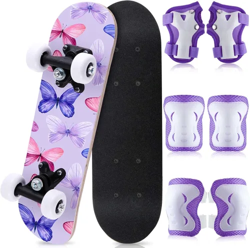 Vista 28 de Honoson Juego de 7 piezas de rodilleras, coderas y muñequeras para patinetas para principiantes y niños pequeños