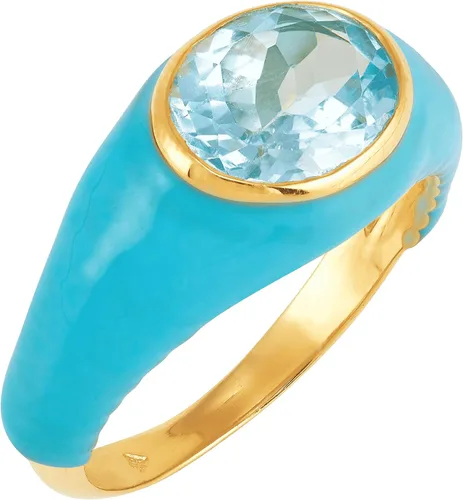 Vista 2 de Silpada Mykonos - Anillo de topacio azul en plata de ley chapada en oro amarillo de 18 quilates, Plata de ley, plata, topacio