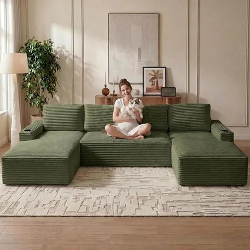 Vista 26 de Lakifun Sofá en Forma de L de 107" con Otomana, Seccional Modular Moderno Sofá Cómodo en Forma de U Nube, Asiento Profundo, Chaise Longue Cama