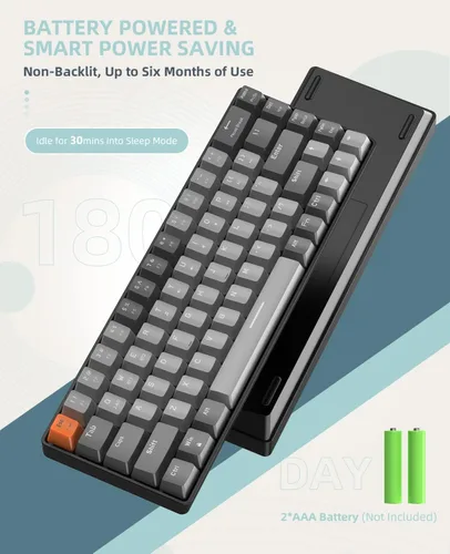 Vista 8 de ZIYOU LANG RK68 Teclado mecánico inalámbrico 60%, receptor de modo dual Bluetooth 5.02.4Ghz, mini 68 teclas intercambiables en caliente, teclas