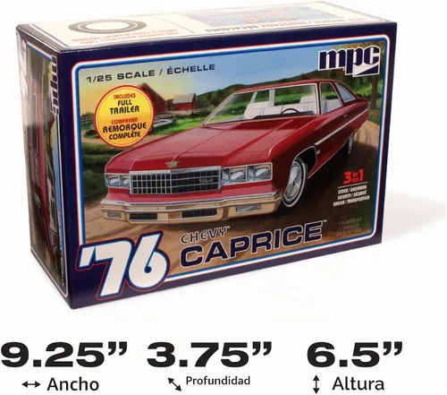 Vista 5 de MPC 1976 Chevy Caprice w/Trailer 2T Kit de modelo a escala 1:25