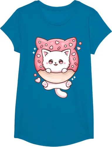 Vista 79 de Camiseta Kawaii Cat Donut Anime Lover Otaku, Negro