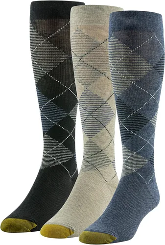 Vista 19 de GOLDTOE Calcetines de compresión suave sobre la pantorrilla para hombre, multipares