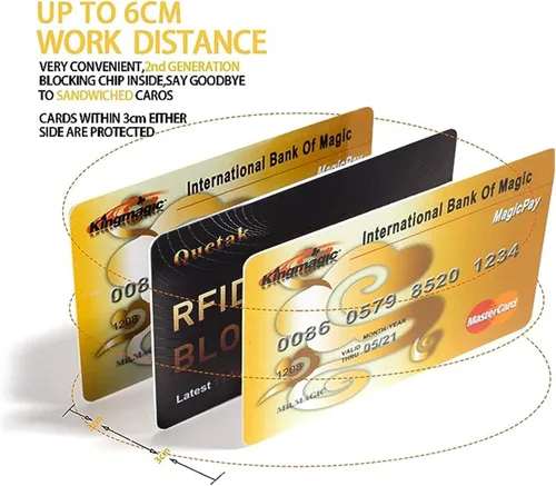 Vista 5 de 5 tarjetas de bloqueo RFID, protector de tarjeta de crédito antirrobo, protector de pasaporte para tarjetas de crédito NFC para hombres y mujeres