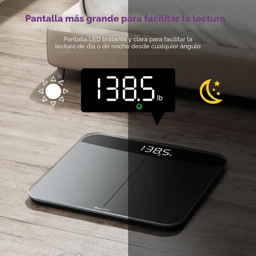 Vista 3 de Báscula digital de baño, báscula de peso de 450 libras, más precisa hasta 0.05 libras, báscula de pesaje automática para peso corporal, bebé