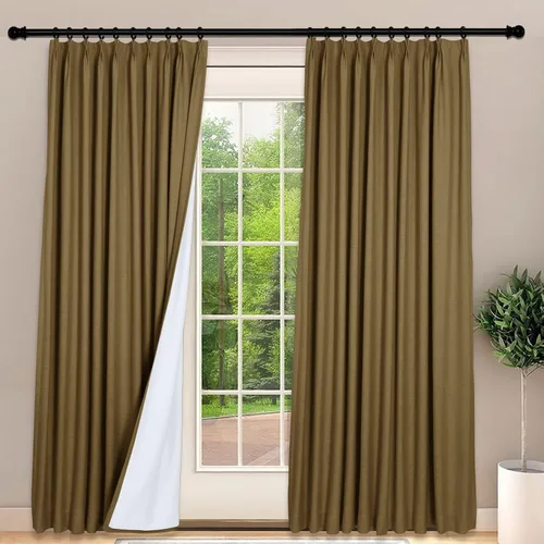 Vista 16 de Frelement Cortinas 100% opacas con forro térmico, cortinas de lino para decoración de Navidad, cortinas plisadas con aislamiento térmico