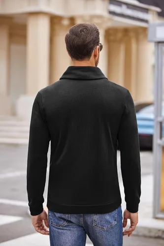 Vista 3 de COOFANDY Suéter de punto de manga larga casual con cuello de chal para hombre