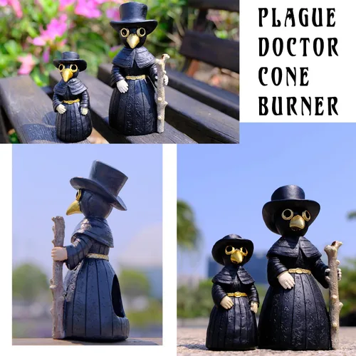 Vista 6 de Plague Doctor - Soporte para incienso 2027, con quemador de cono que los Artesanía hecha a mano para adorno de resina de escritorio, sala de yoga