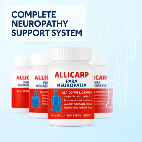 Vista 3 de Allicarp Para Neuropatia, Tratamiento de Neuropatía con Ácido Alfa Lipoico (ALA), Metilsulfonilmetano (MSM), Vitaminas Complejo B6 B12 C D3 E