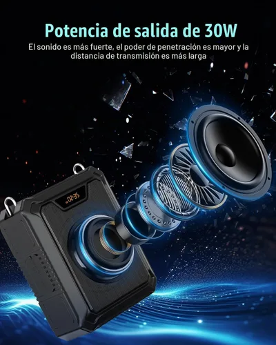 Vista 3 de SHIDU 30W Amplificador de voz con micrófono inalámbrico y auriculares de micrófono IPX6 Waterproof Amplifier Wireless & Wired Microphone Bluetooth