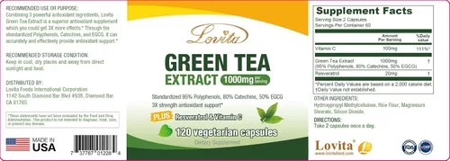 Vista 7 de LOVITA Extracto de té verde 1000 mg (120 unidades)