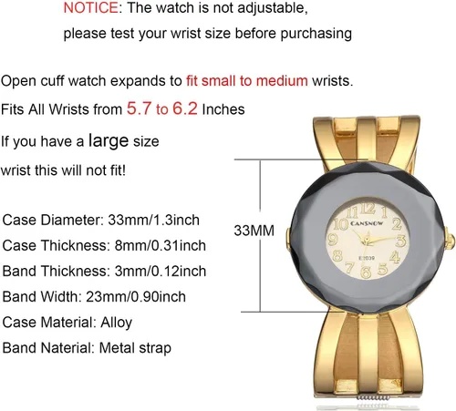 Vista 4 de Gosasa Reloj para mujer, diseño impresionante, banda de metal, tamaño pequeño y mediano, brazalete de vestir, 6 pulgadas, juego de regalo con pulsera