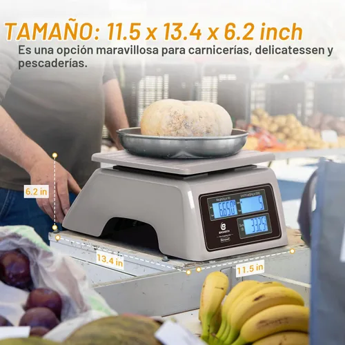 Vista 7 de Báscula comercial impermeable para alimentos BROMECH de 66 libras con cálculo de precios Digital Rechargeable Scale for Meat, Seafood, Produce at