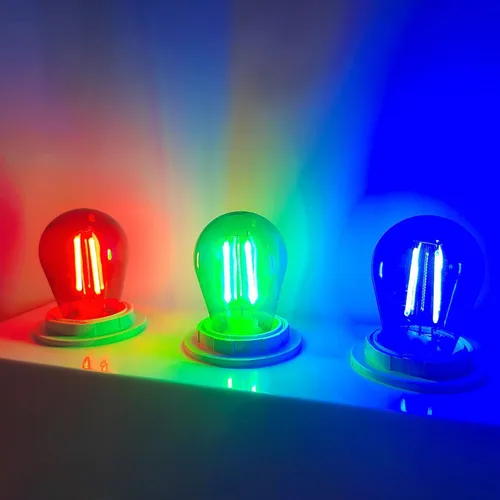 Vista 9 de Bombilla azul S14 de plástico de 2 W LED de repuesto para luces de cadena de luces interiores y exteriores, inastillable, base E26, filamento E26