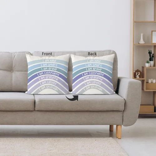 Vista 6 de QIYUHOY Fundas de almohada para decorar el salón de clases arcoíris, Funda de almohada para el centro de libros, Rincón tranquilo para jugar, Azul