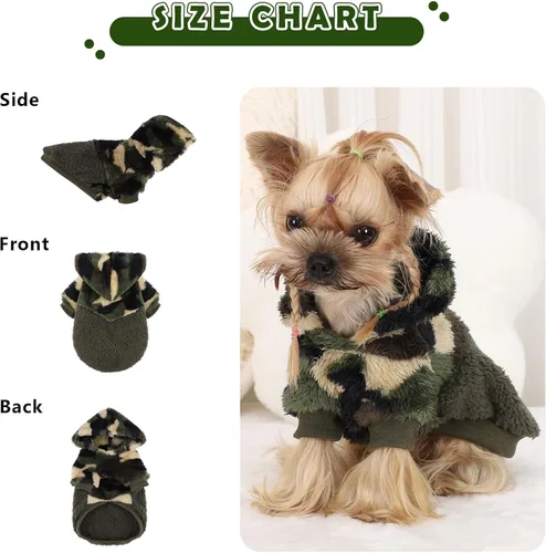 Vista 2 de Suéter de perro para perros pequeños, ropa de invierno para niños y niñas, machos y hembras, sudaderas con capucha de forro polar cálido