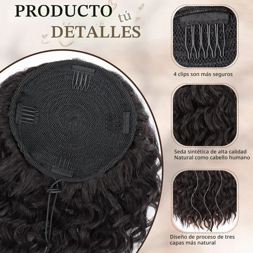 Vista 4 de FREEMEIGE Extensión de cola de caballo, cola de caballo rizada ondulada de 8 pulgadas para mujeres negras, corto, suave, natural, sintético, grueso