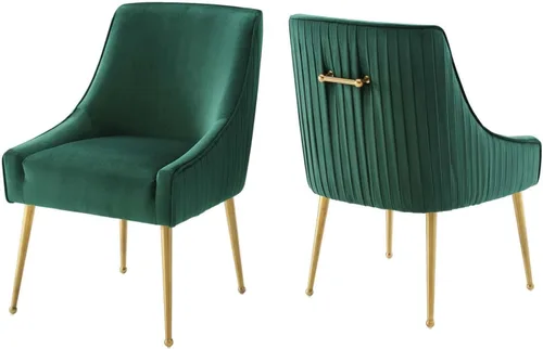 Vista 11 de Modway Discern - Juego de 2 sillas de comedor tapizadas de terciopelo de alto rendimiento, con respaldo plisado, color gris