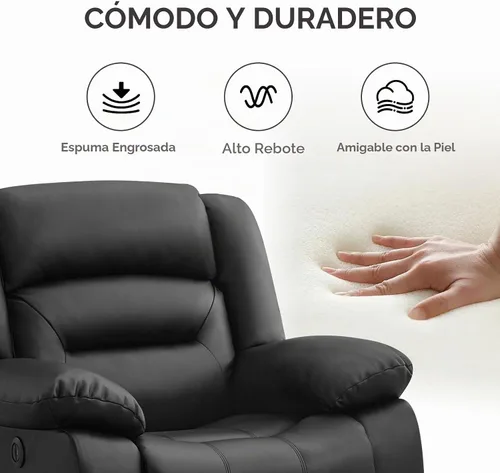 Vista 6 de EBELLO Silla reclinable eléctrica clásica, de piel sintética, silla reclinable eléctrica de gran tamaño con cojín suave y respaldo, sofá con cómodo