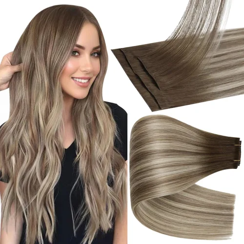 Vista 28 de Full Shine - Extensiones de cabello sin costuras con clip, color marrón oscuro